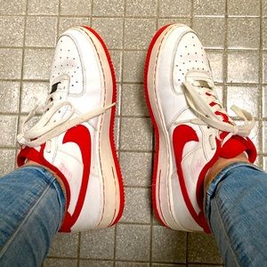 Nike Air Force 1s red and white